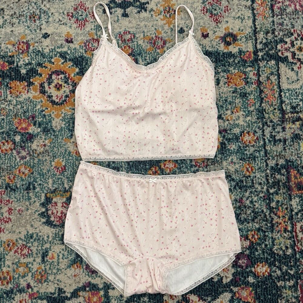 Jessica Simpson Floral Tank Shorts Lace Pajama PJ Set Size XL
